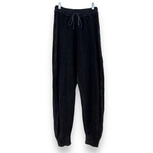 BACIO Gray Drawstring Side Cable Knit Baggy Leg Designer Sweatpants Joggers L